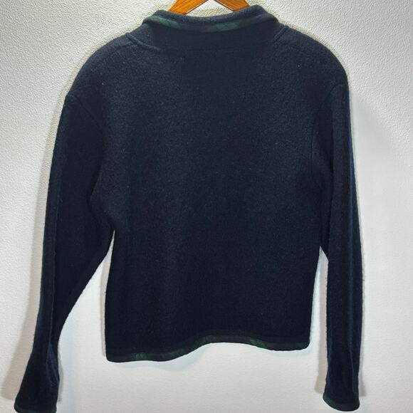 Vtg Robin Sinkler Wool Cardigan Sweater Size Small Navy Bear Applique Button Up - Picture 4 of 6